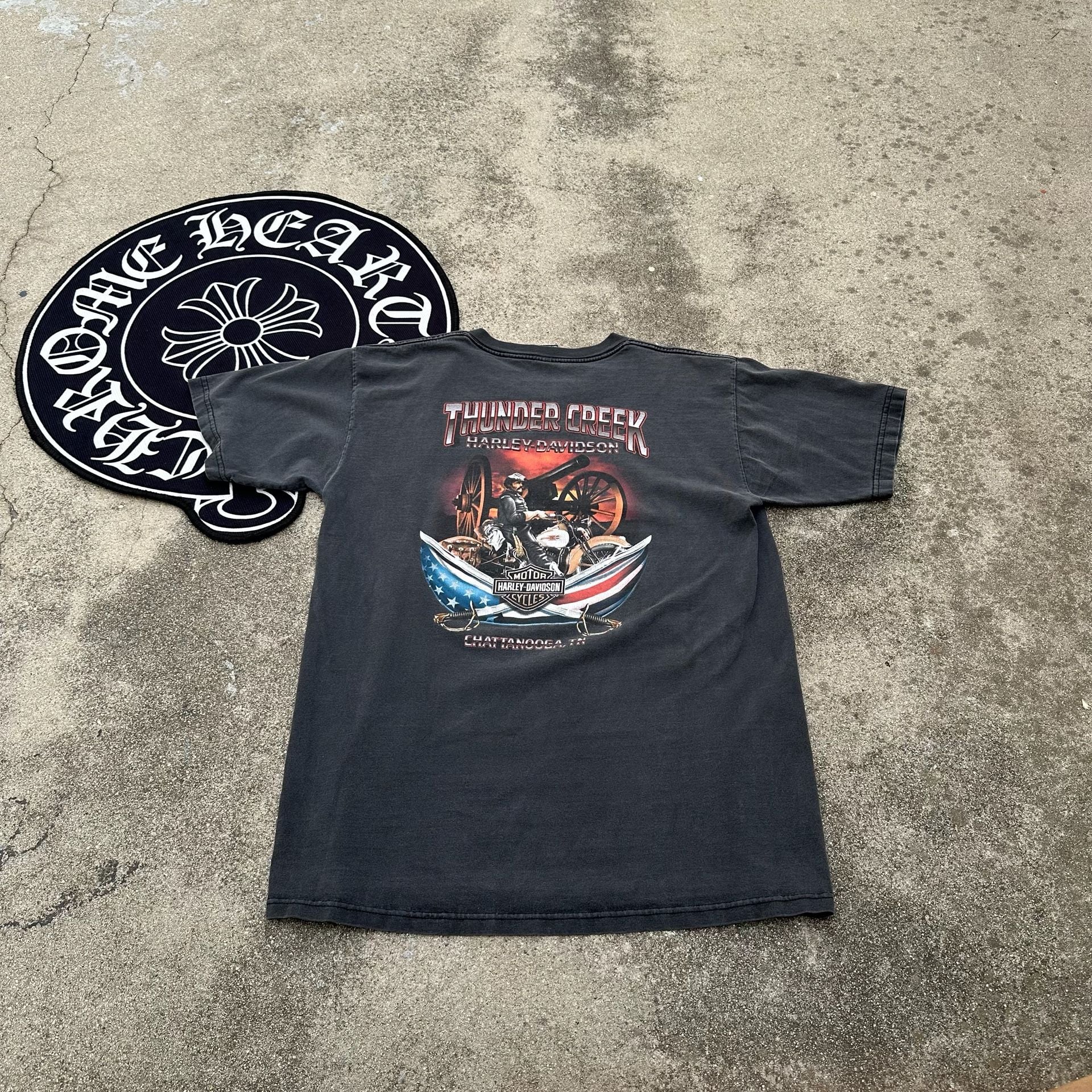 Vintage Harley-Davidson Skull Graphic T-Shirt Faded Black Large 3