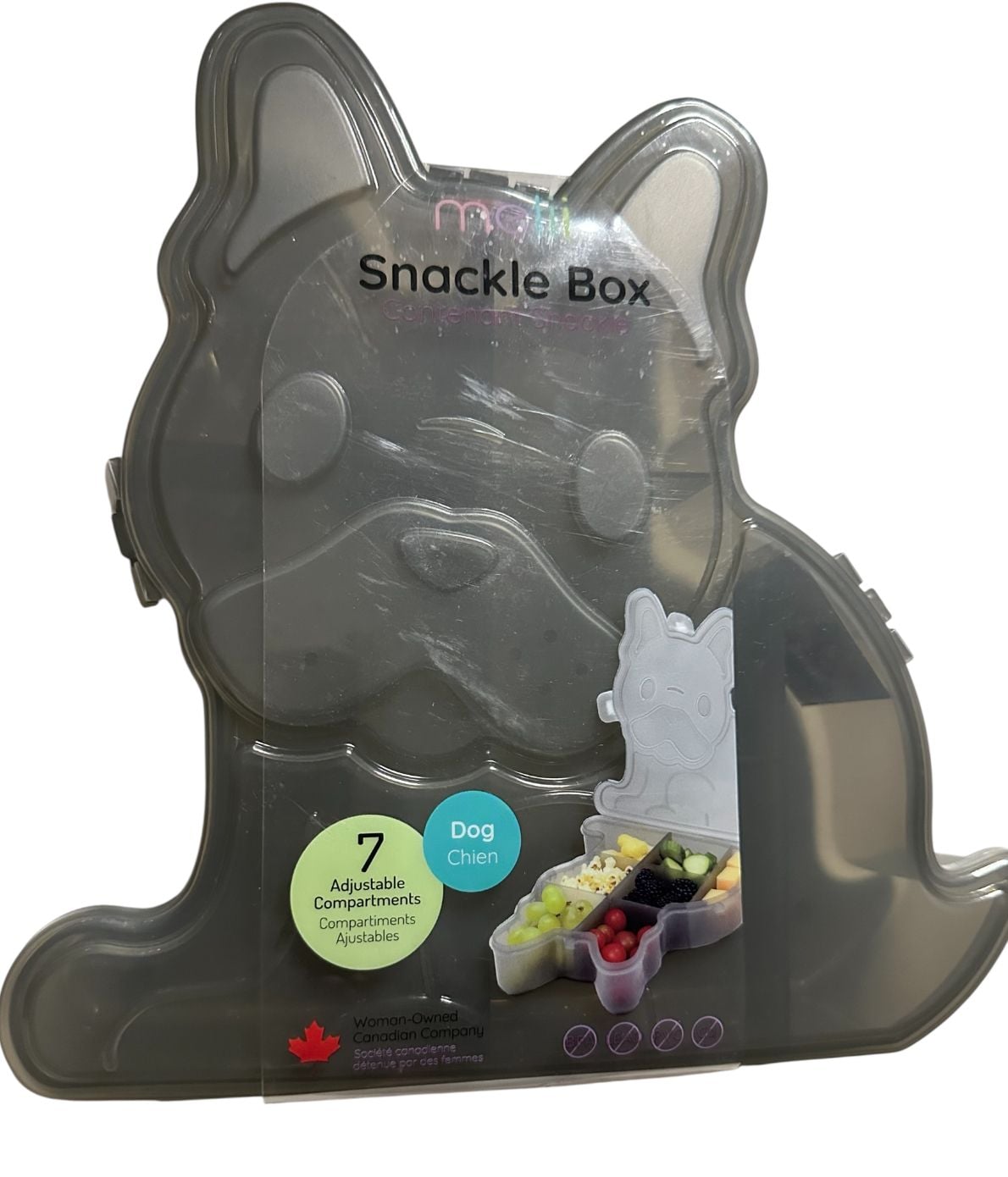 Melii Dog Snackle Box 7 Adjustable Compartments French Bulldog Grey 1