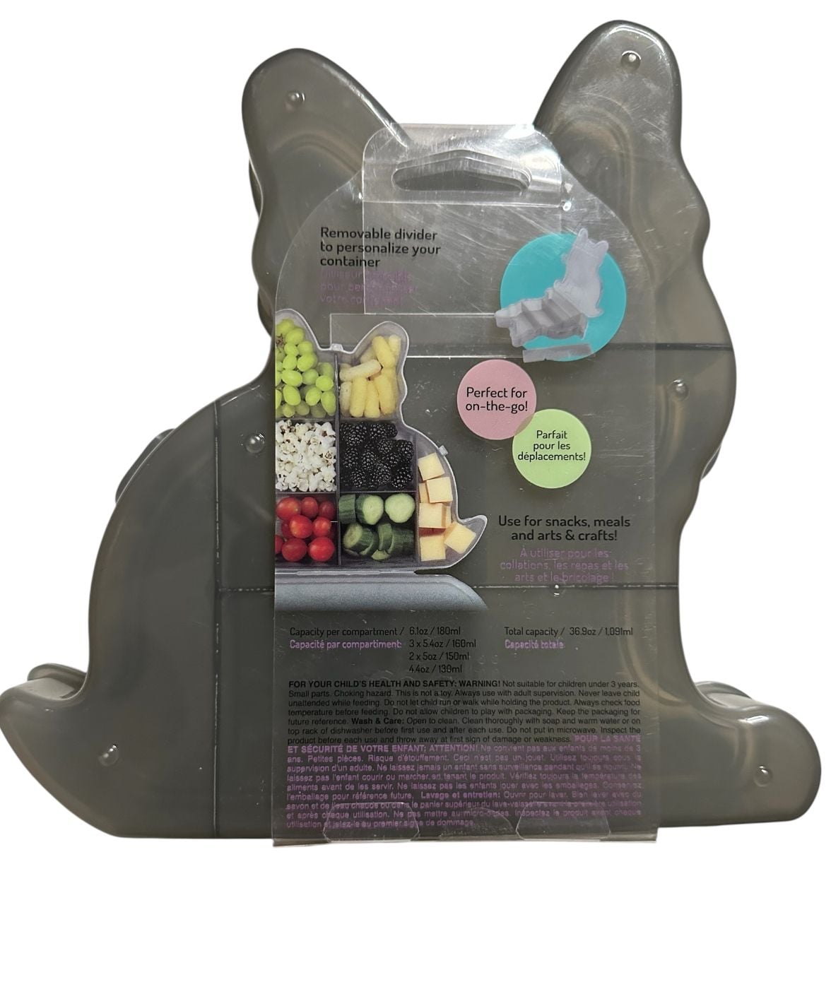 Melii Dog Snackle Box 7 Adjustable Compartments French Bulldog Grey 2