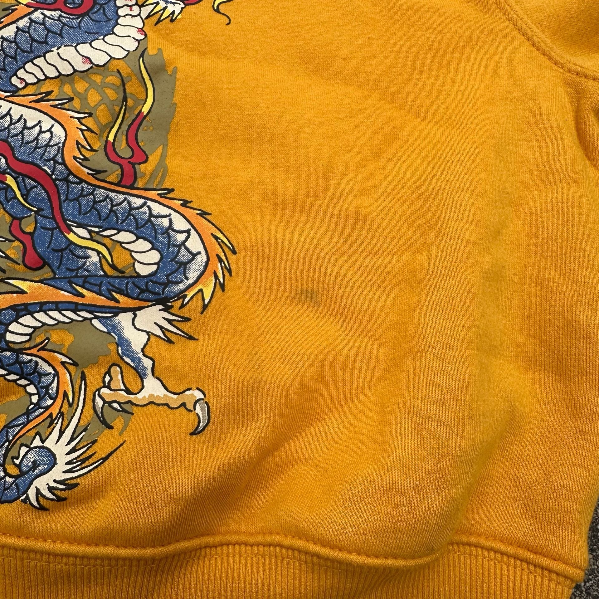 Ed Hardy Cropped Dragon Hoodie Mustard Yellow Medium 5