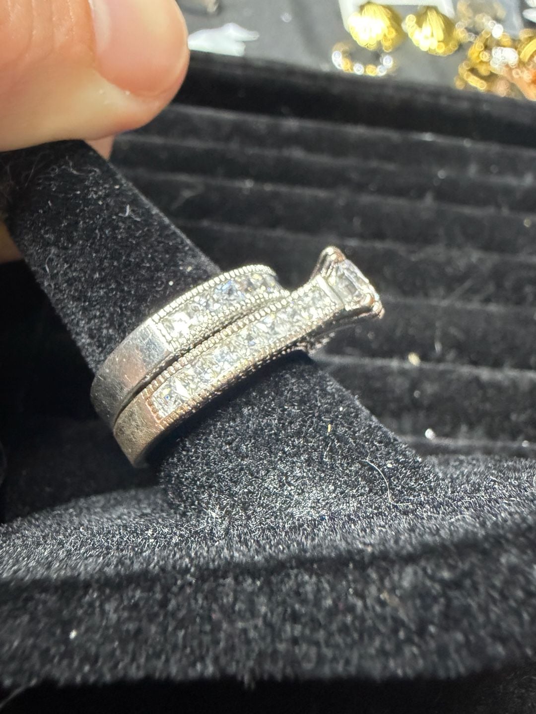 Vintage Style Round Cut CZ Bridal Set Engagement Ring 3