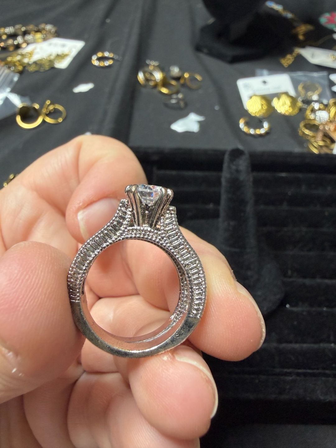 Vintage Style Round Cut CZ Bridal Set Engagement Ring 4