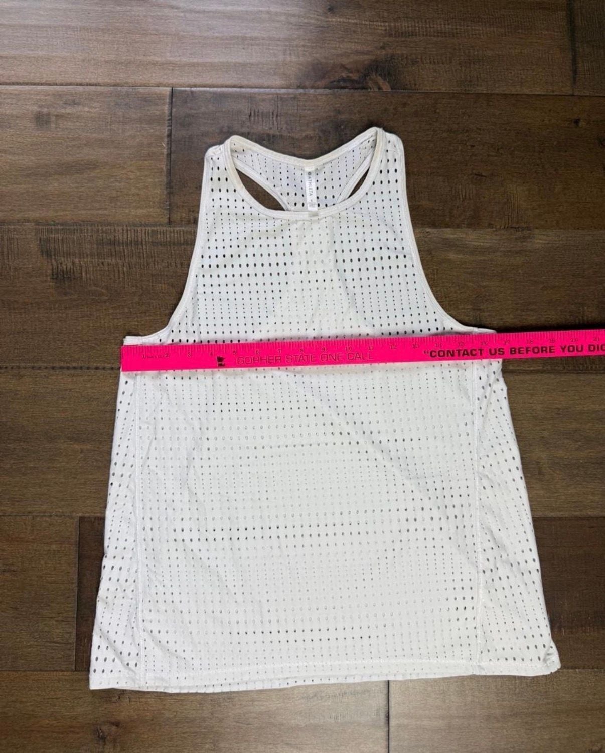 Athleta Tank Top Size S White Laser Cutout Mesh Athletic 3