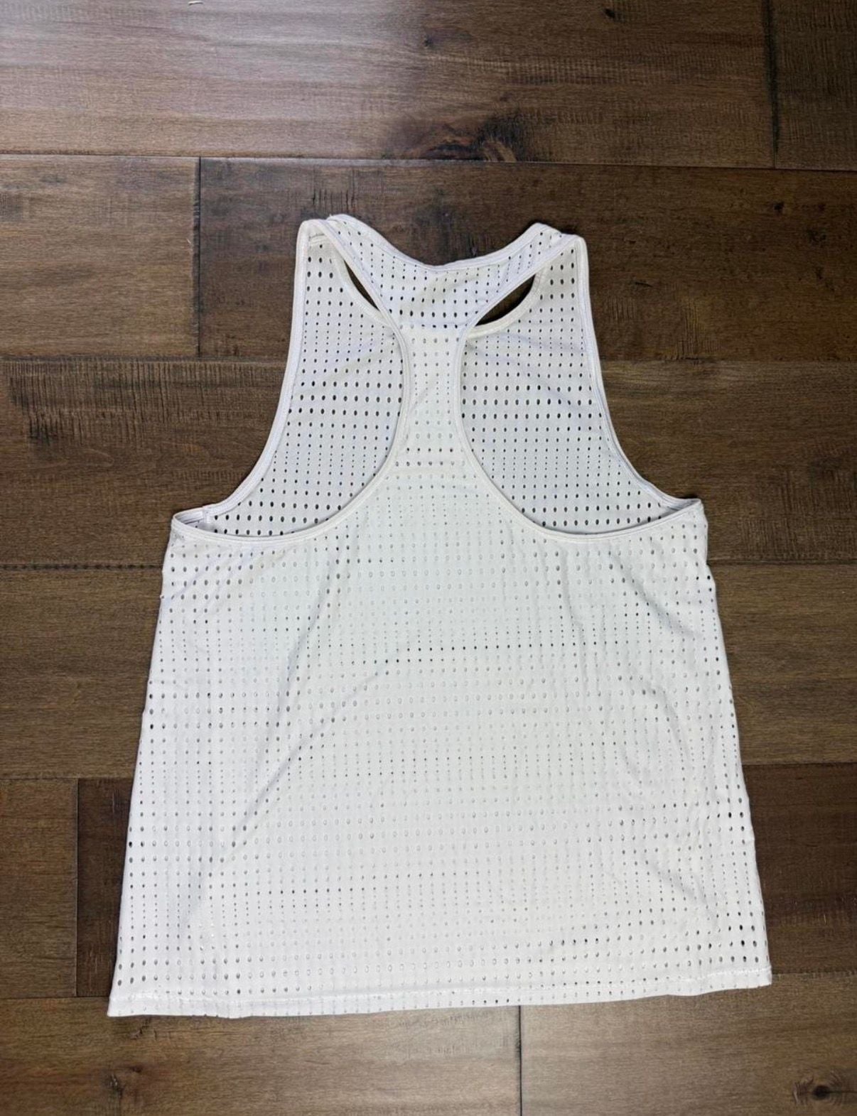 Athleta Tank Top Size S White Laser Cutout Mesh Athletic 4
