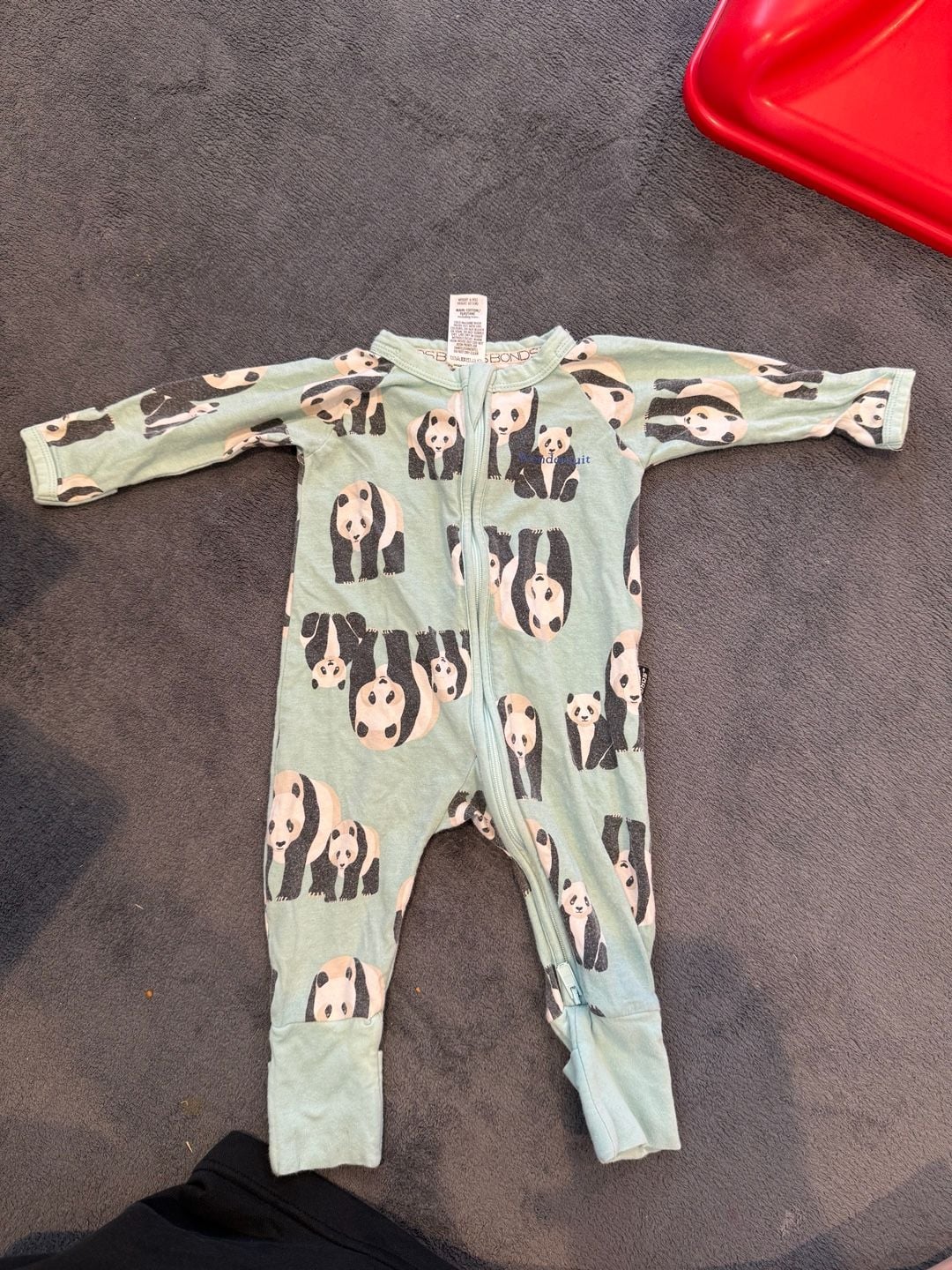 Bonds Wondersuit Size 000 Mint Green Panda Print Footed Romper Pajamas 2