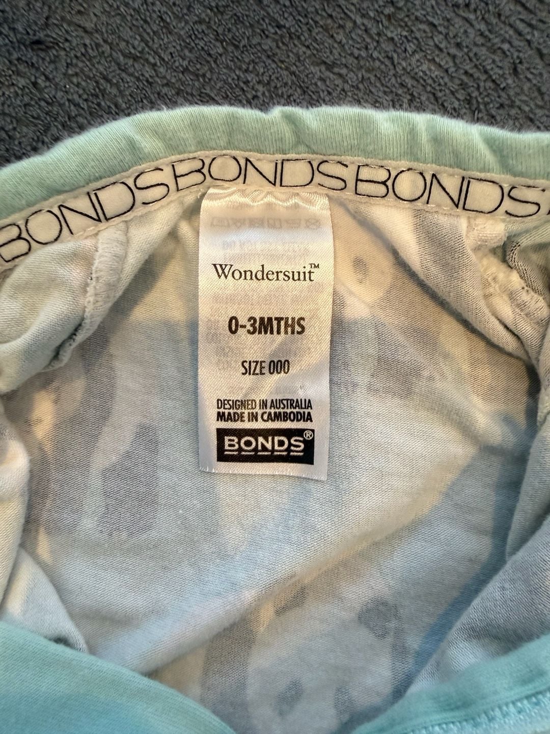 Bonds Wondersuit Size 000 Mint Green Panda Print Footed Romper Pajamas 3