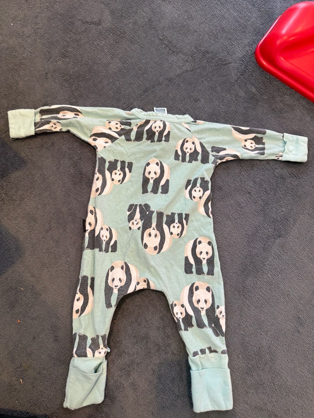 Bonds Wondersuit Size 000 Mint Green Panda Print Footed Romper Pajamas 4
