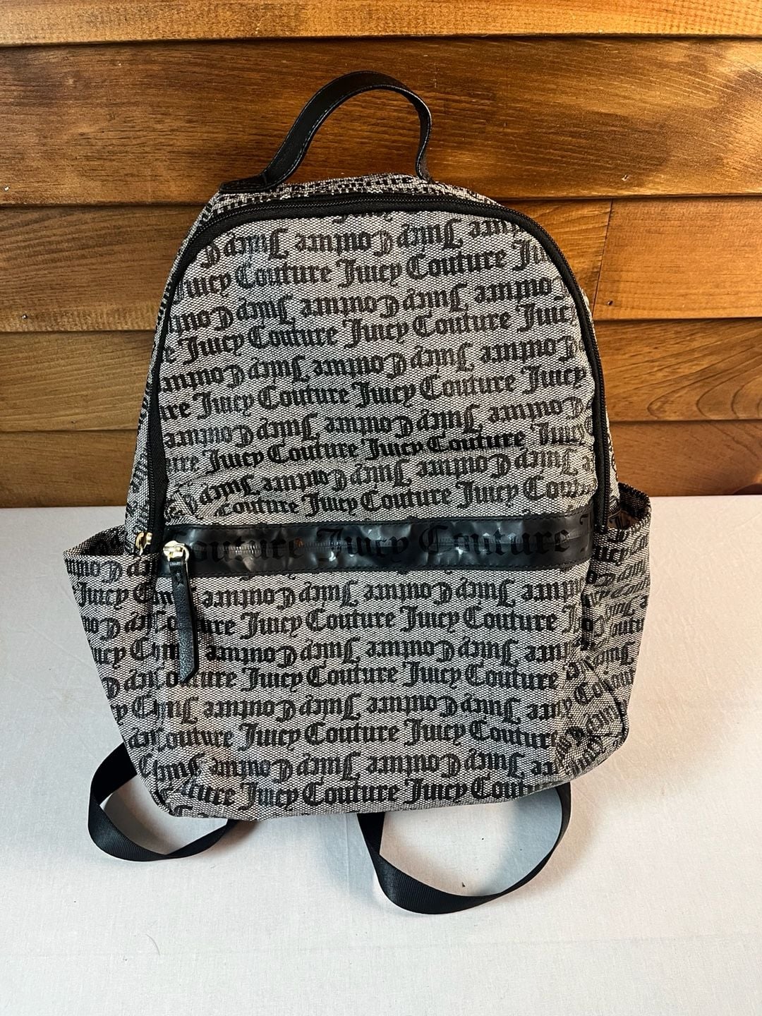 Juicy Couture y2k Gothic Print Backpack Black And White NWOT Streetwear 2