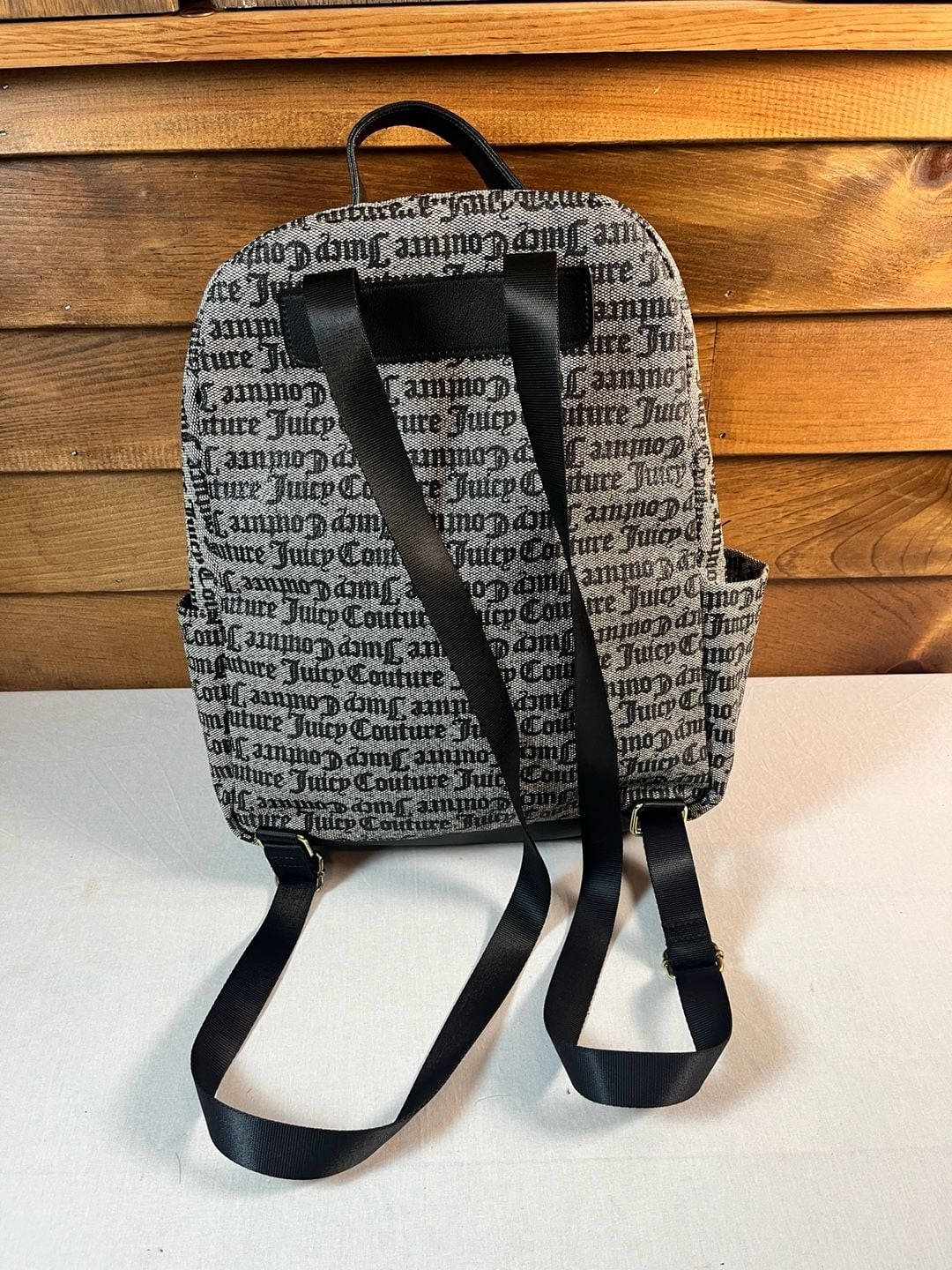 Juicy Couture y2k Gothic Print Backpack Black And White NWOT Streetwear 3