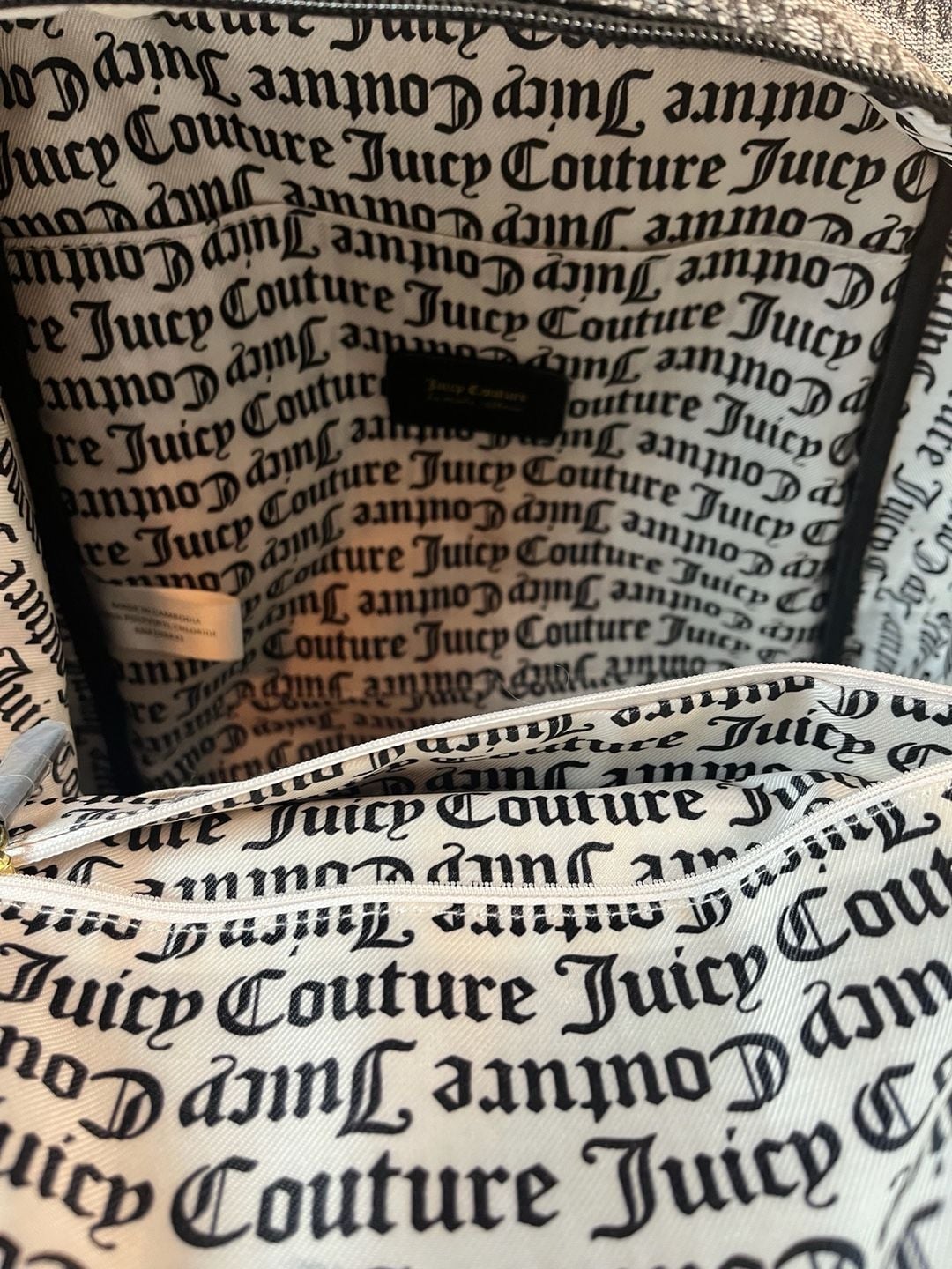 Juicy Couture y2k Gothic Print Backpack Black And White NWOT Streetwear 4