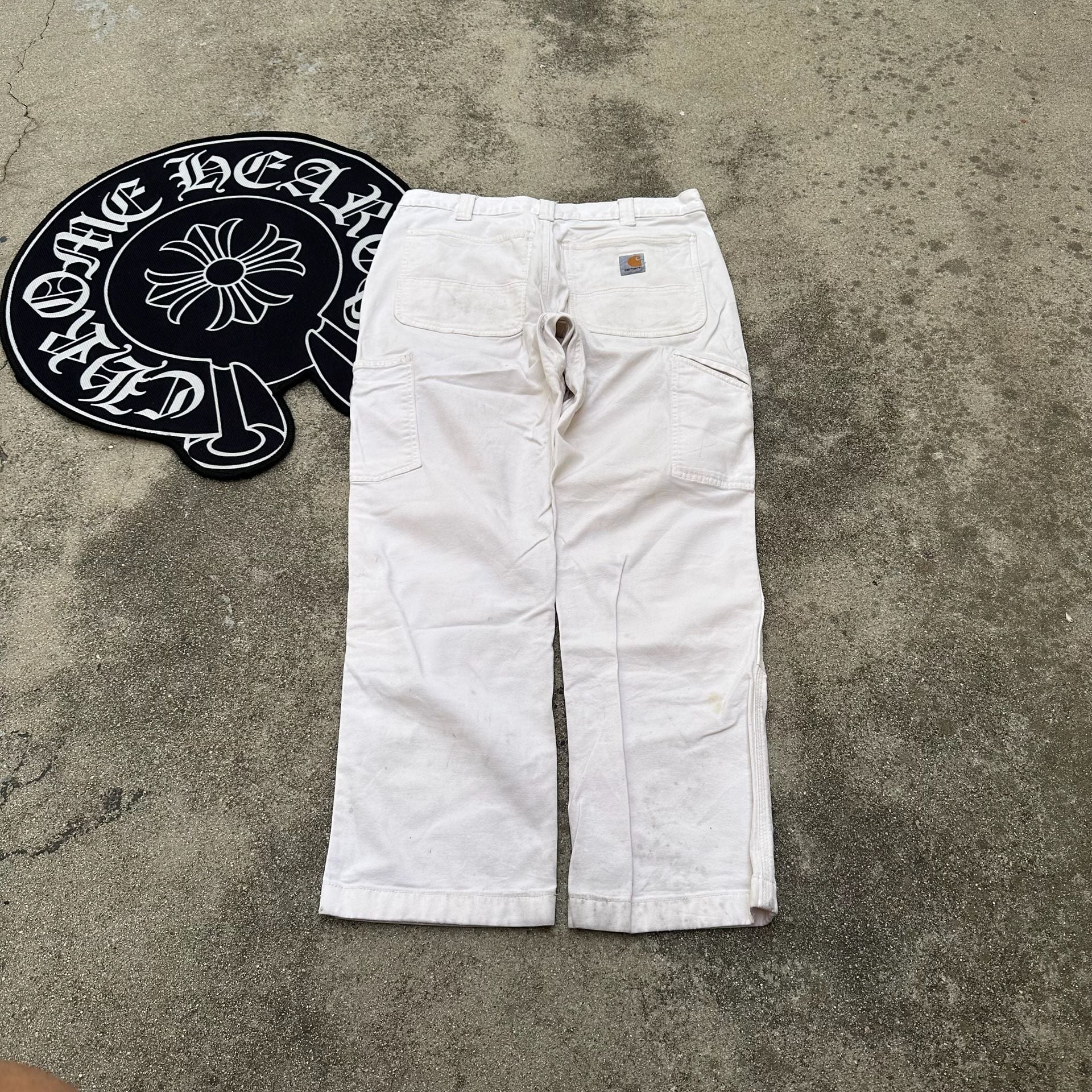 Carhartt Double Knee Work Pants White 32x30 (Fits 30x28) 3
