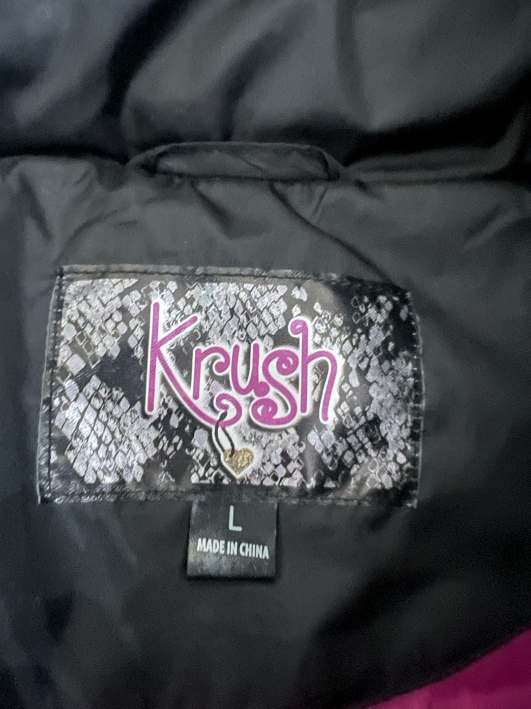 Krush Quilted Puffer Jacket Girls Size L Black 4
