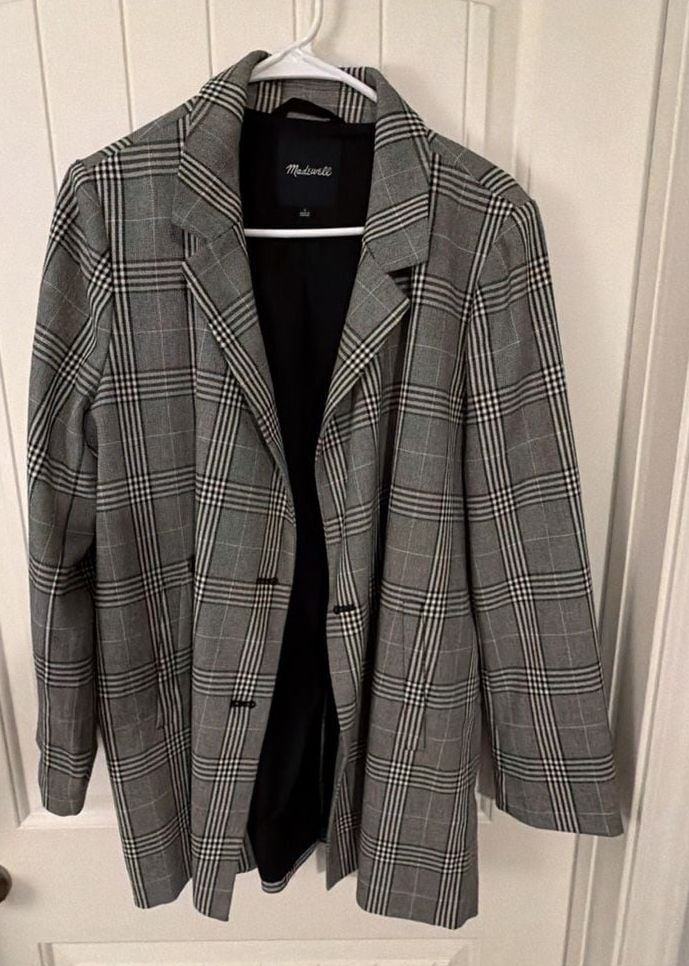 Madewell Caldwell Double-Breasted Blazer Size L Menswear Plaid 2