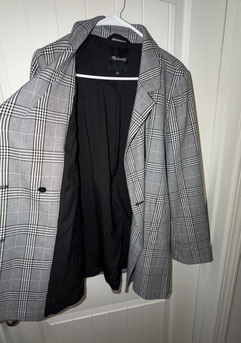 Madewell Caldwell Double-Breasted Blazer Size L Menswear Plaid 5