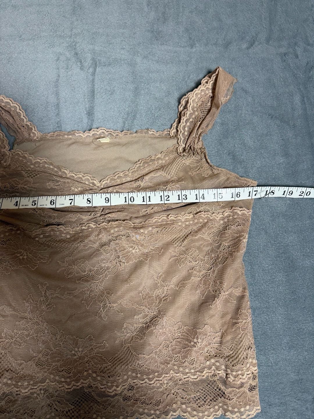 MOTH Anthropologie Y2K Taupe Floral Lace Cami Top Cap Sleeve Ruched Romantic 6