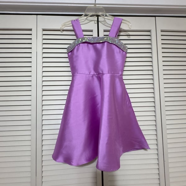 Rare Editions Dress Size 12 Purple Rhinestone Trim Fit and Flare