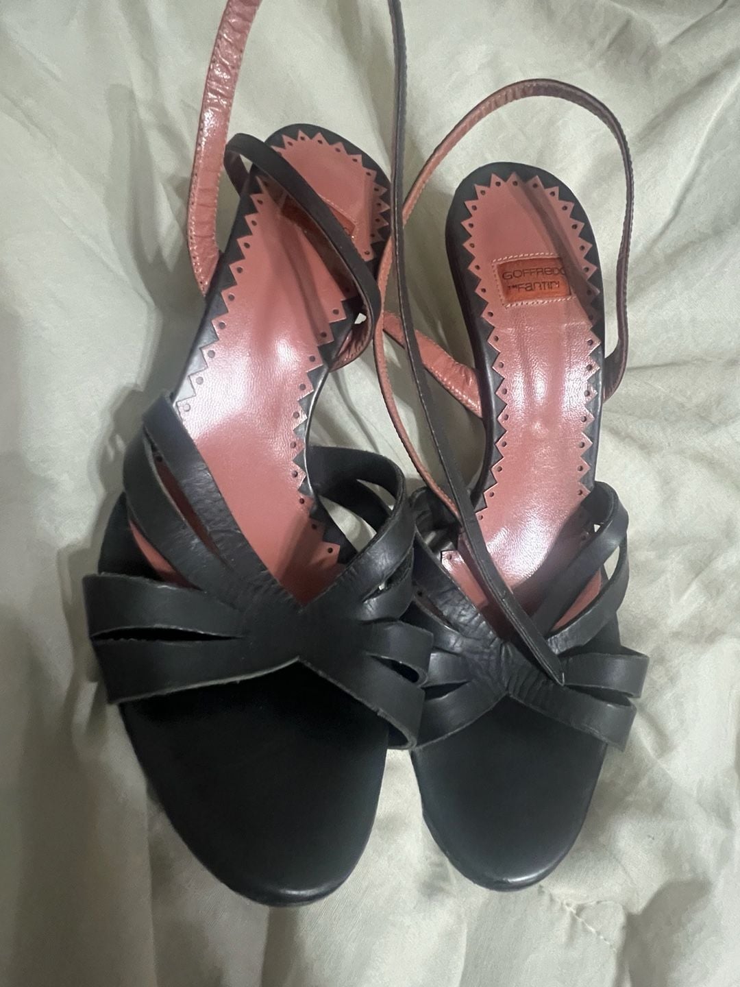 Goffredo Fantini Black Leather Strappy Heels Size 38.5 2