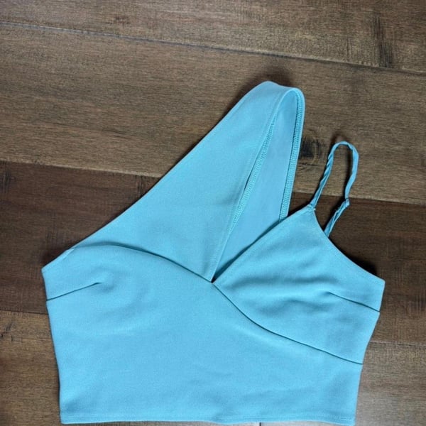 Abercrombie & Fitch Crop Top Size S Blue Asymmetrical