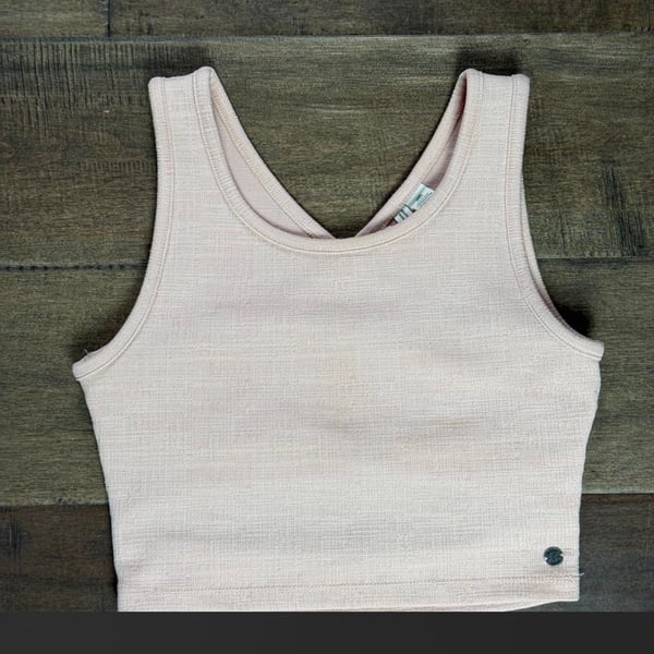 Roxy Crossed Over Tank Top Size S Pink Ribbed Crop