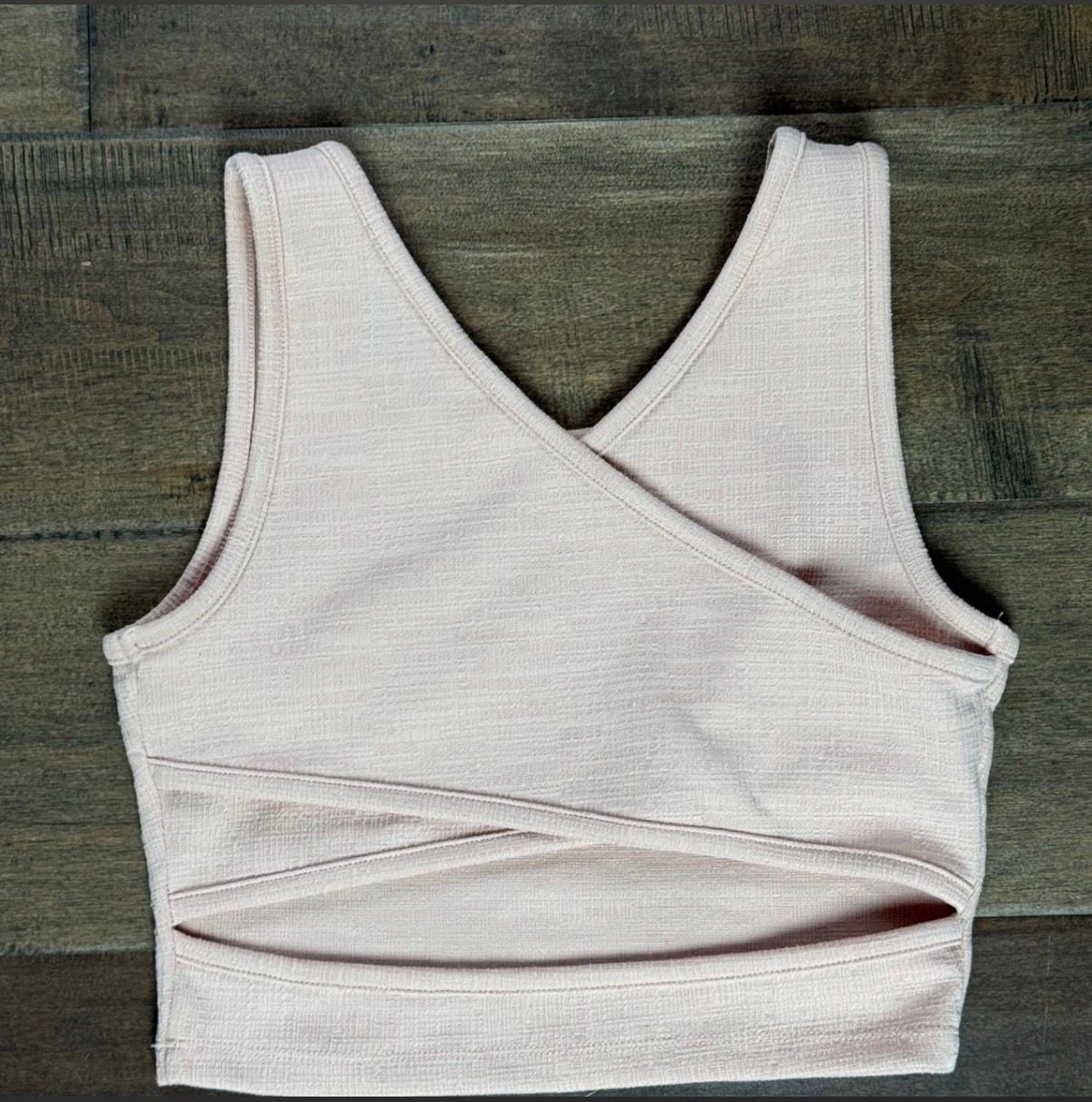 Roxy Crossed Over Tank Top Size S Pink Ribbed Crop 3