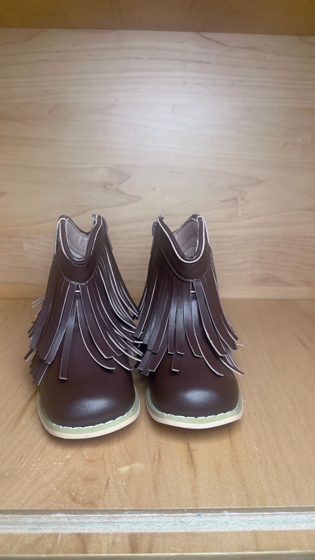 A Bear Co. Fringe Boots Size 10 Brown Western Zip Toddler Shoes 2