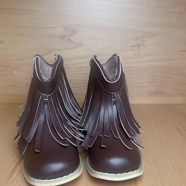 A Bear Co. Fringe Boots Size 10 Brown Western Zip Toddler Shoes