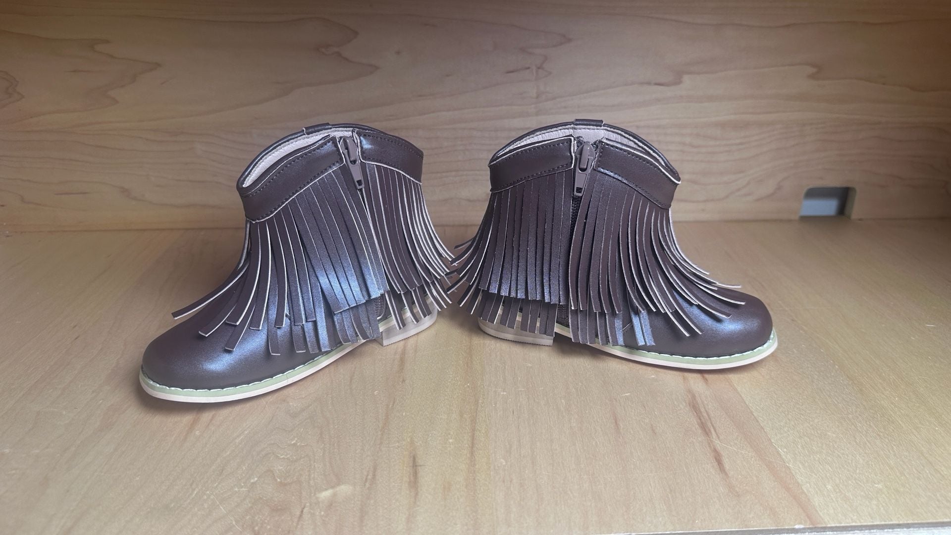 A Bear Co. Fringe Boots Size 10 Brown Western Zip Toddler Shoes 4