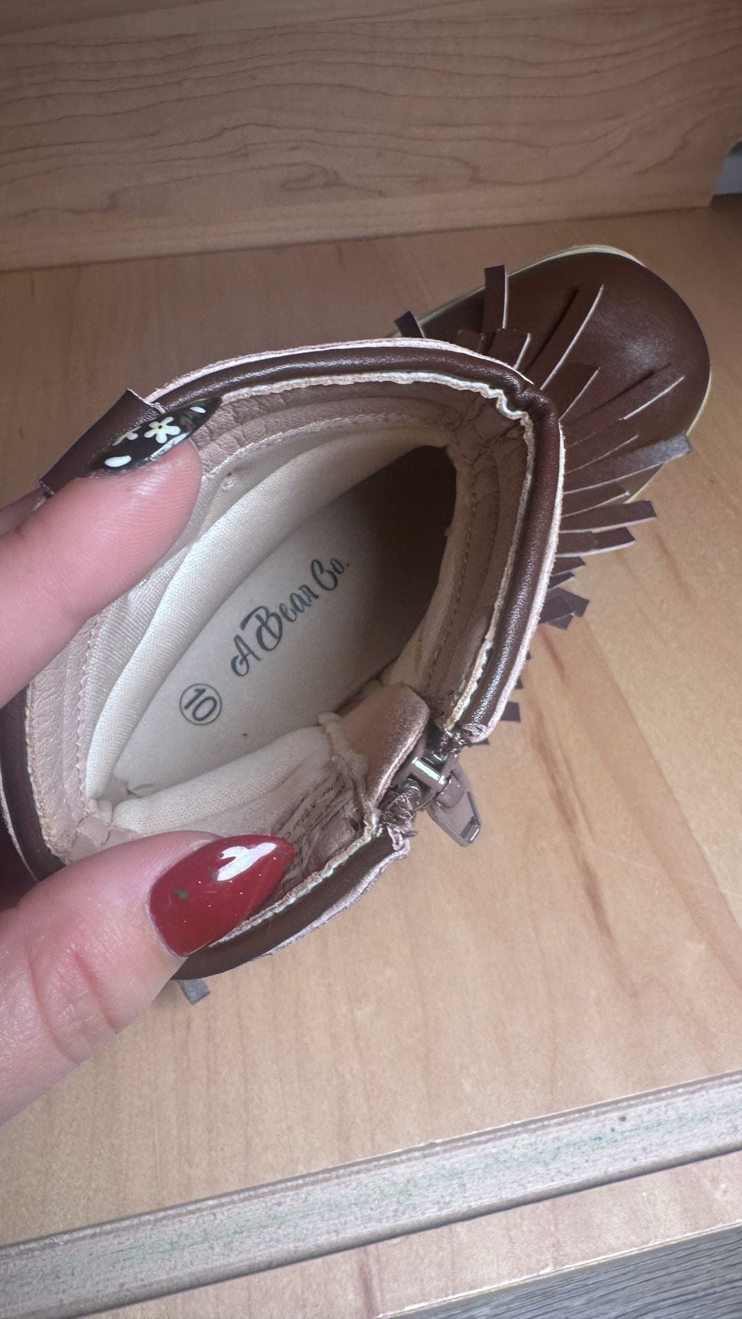 A Bear Co. Fringe Boots Size 10 Brown Western Zip Toddler Shoes 6