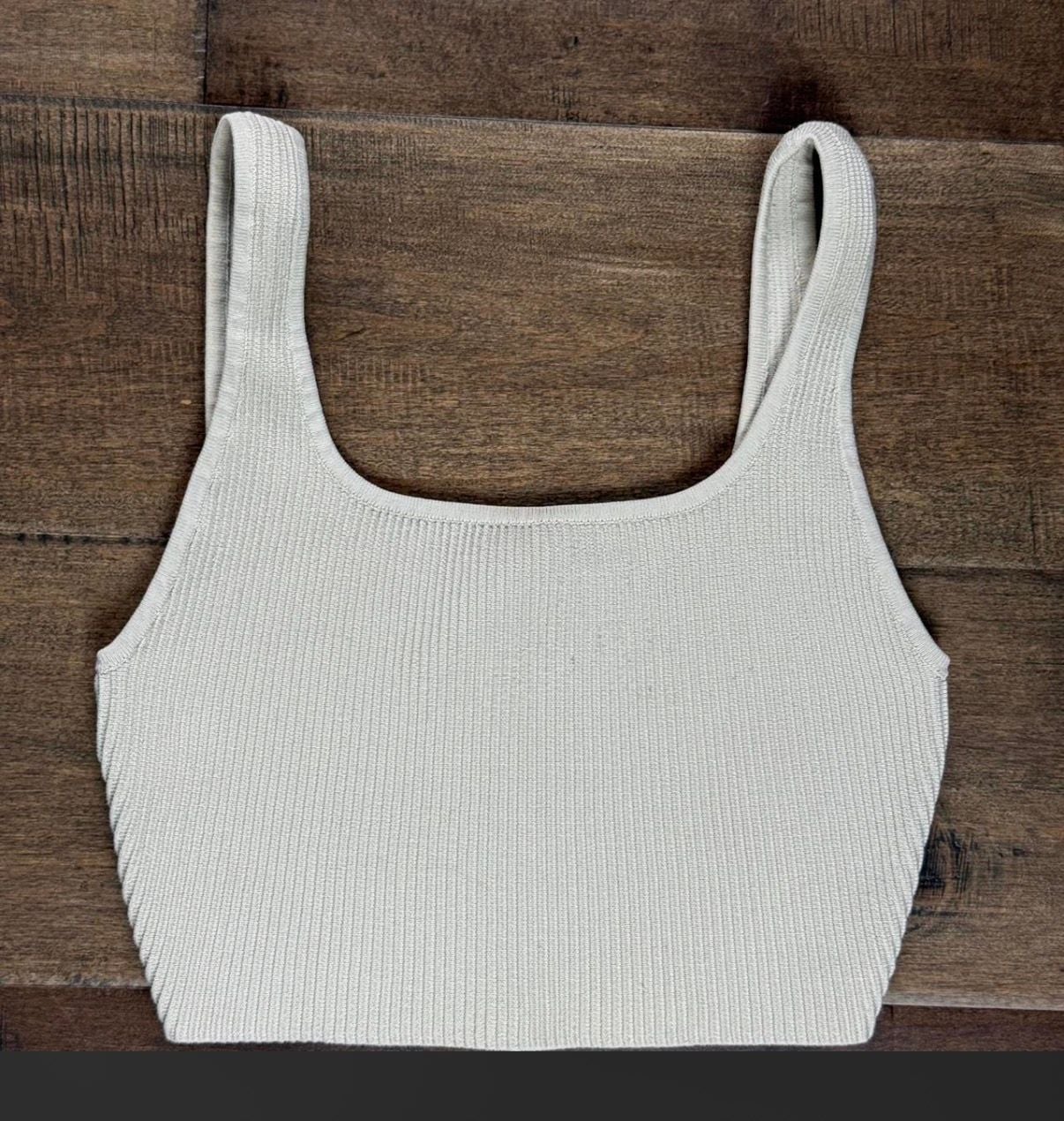 Babaton Sculpt Knit Squareneck Tank Size S Off White 2