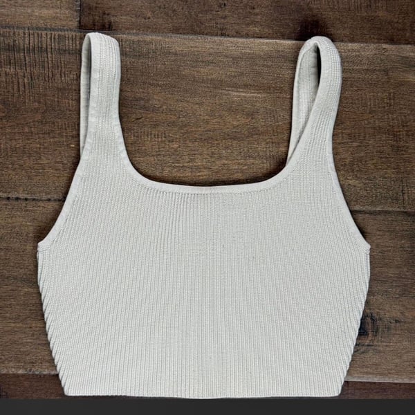 Babaton Sculpt Knit Squareneck Tank Size S Off White