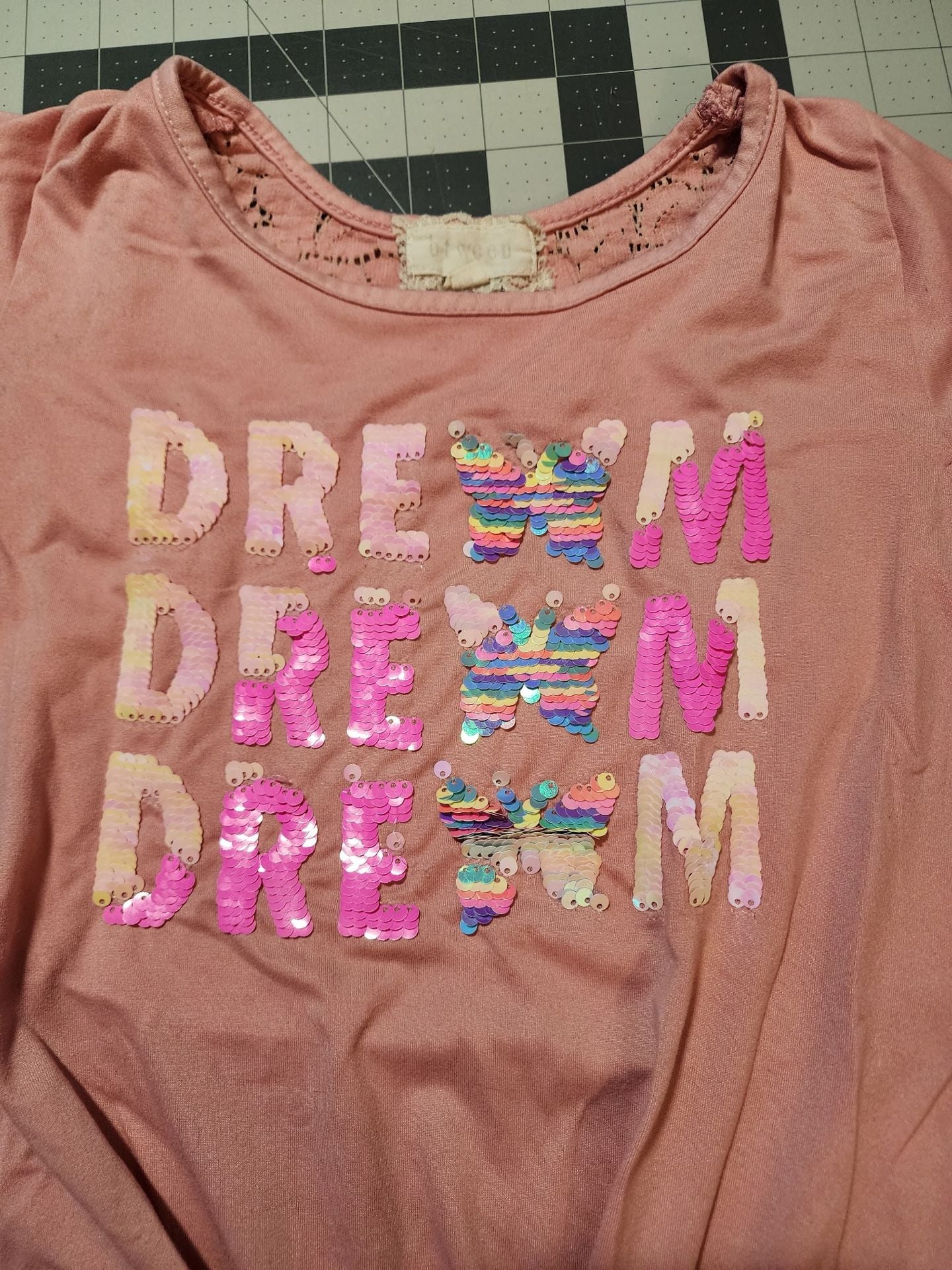 Bt.ween Dream Sequin Butterfly Graphic T-Shirt Pink 2