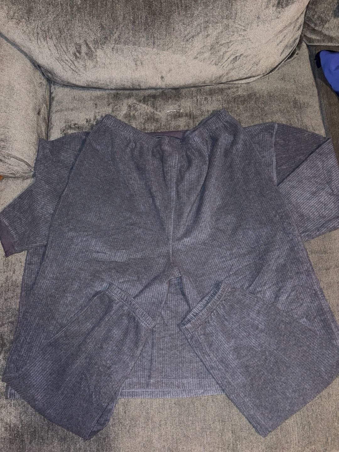 Polar Dogs Henley Pajama Set Gray Waffle Knit Long Sleeve 7