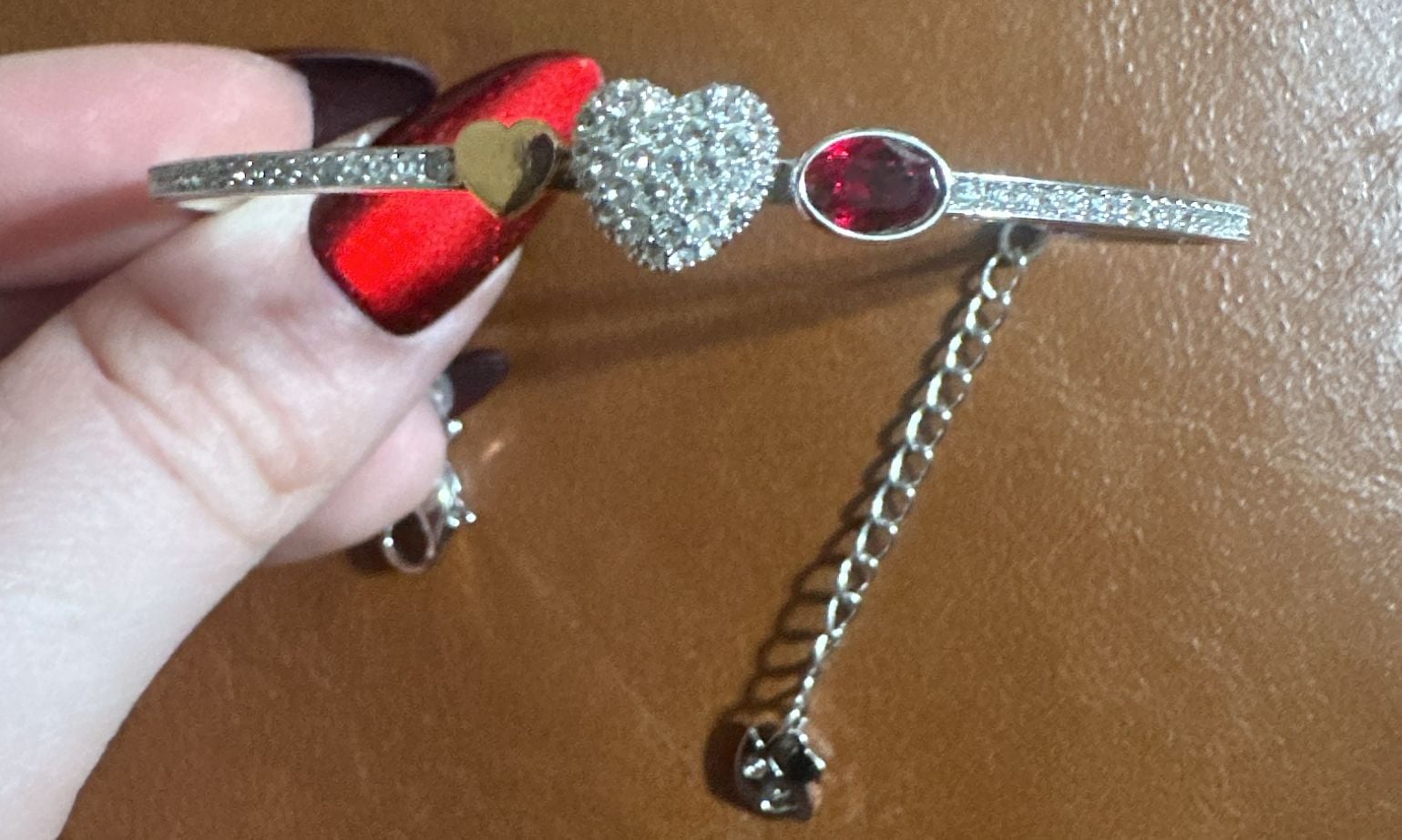 Swarovski Duo Heart Bangle Crystal Pavé Rhodium-Plated 2
