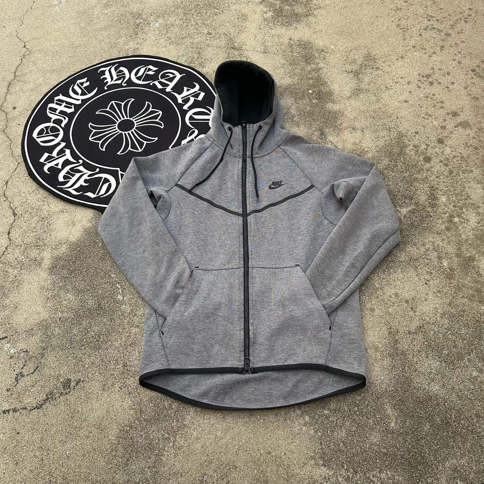 Nike Tech Fleece Windrunner Full-Zip Hoodie Heather Grey Men's Small 2