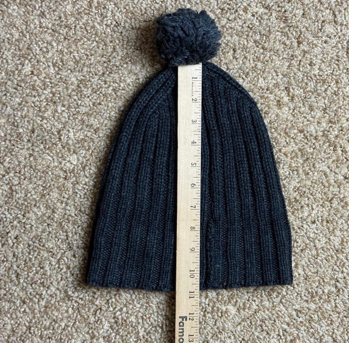 Ugg Rib Knit Pom Beanie Os/Tu Dark Gray Wool Blend 5