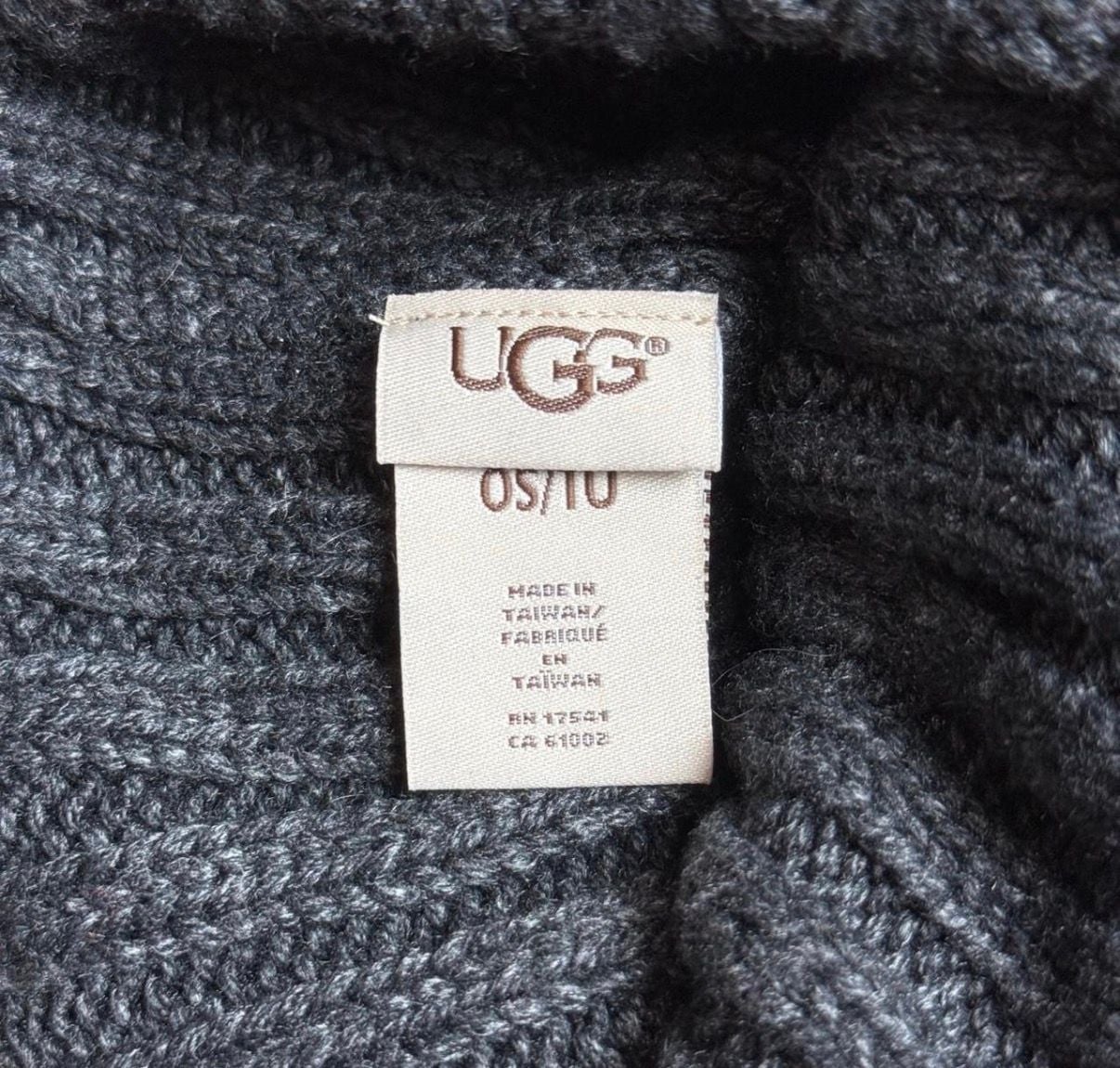 Ugg Rib Knit Pom Beanie Os/Tu Dark Gray Wool Blend 6
