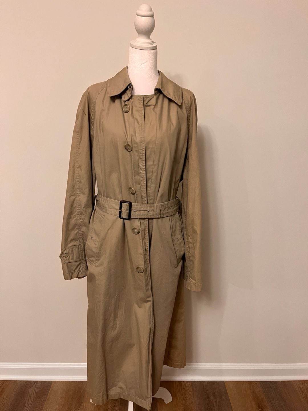 Paul Stuart Trench Coat Size S Tan Cotton Belted Rain Jacket 2
