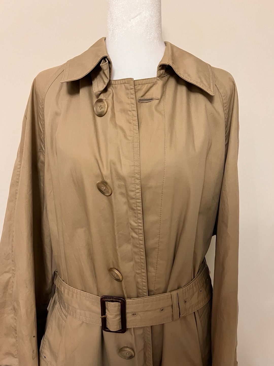 Paul Stuart Trench Coat Size S Tan Cotton Belted Rain Jacket 4