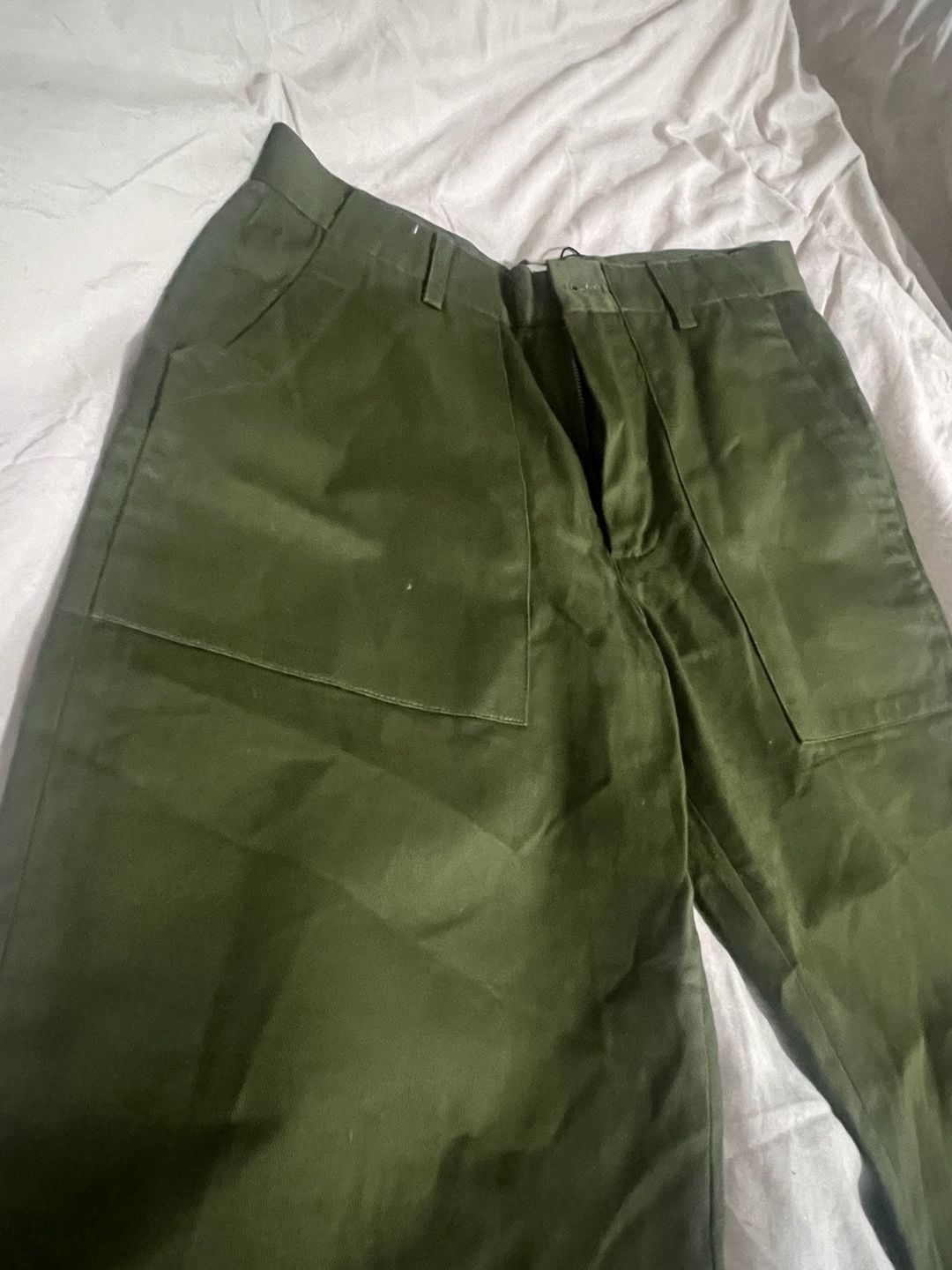 Percival Utility Trousers Khaki Twill Size 30 Olive Green Chino Pants 3