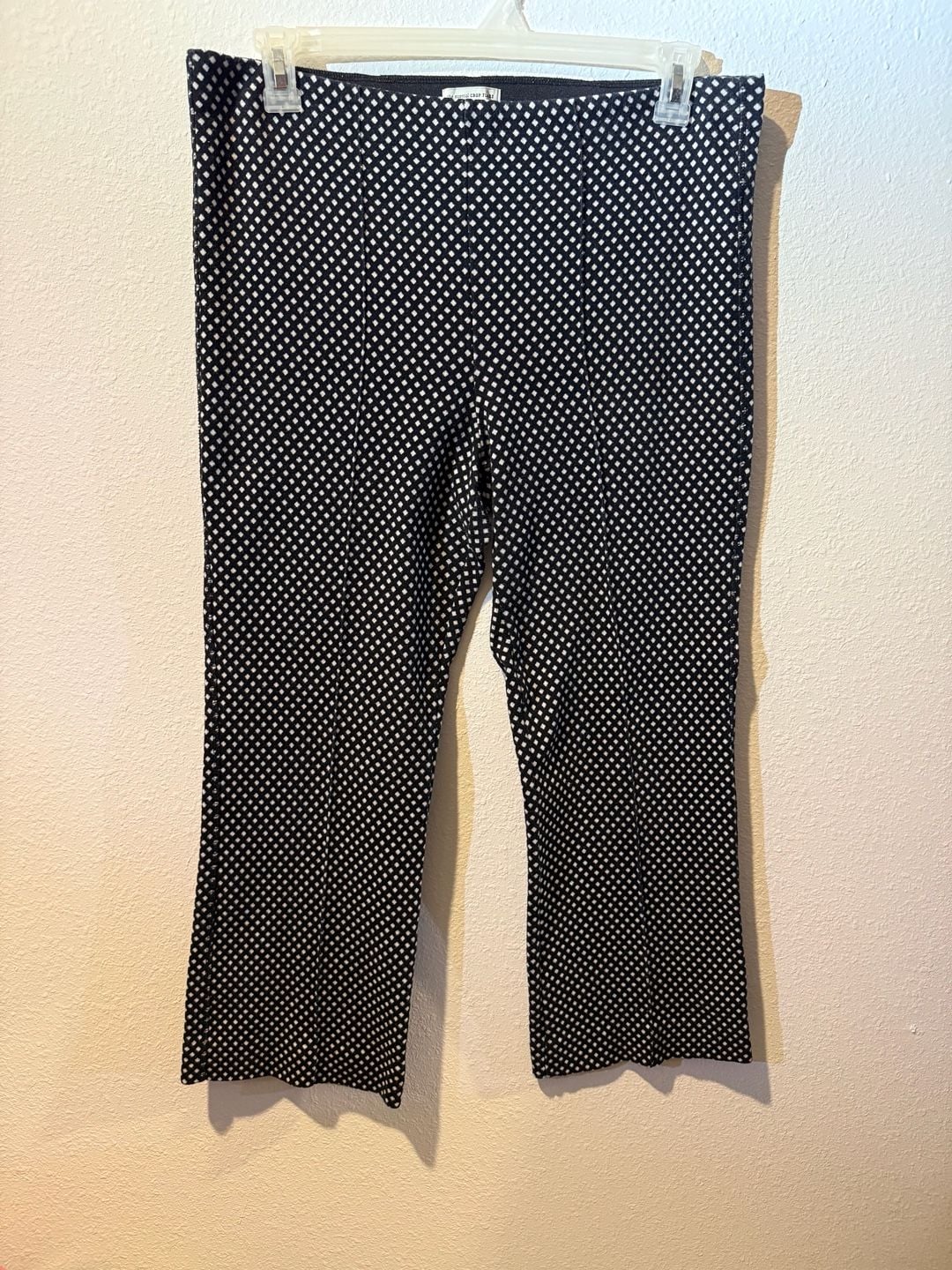 Anthropologie The Essential Crop Flare Pants Size L Black White Diamond 2