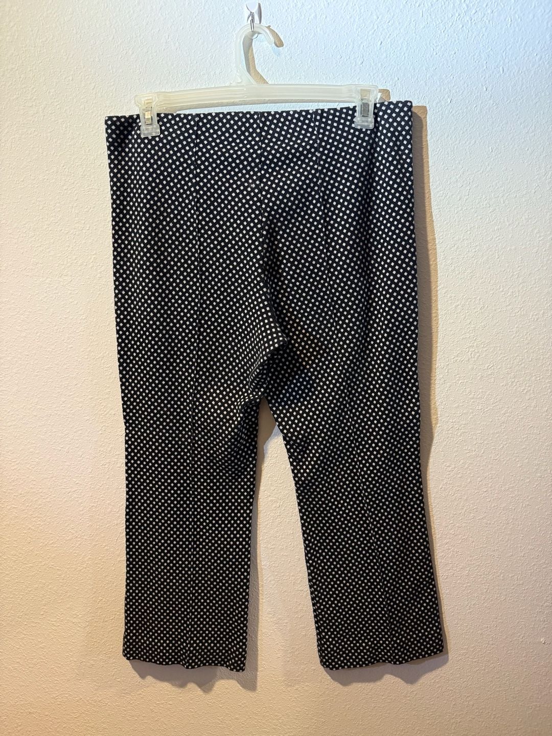 Anthropologie The Essential Crop Flare Pants Size L Black White Diamond 6