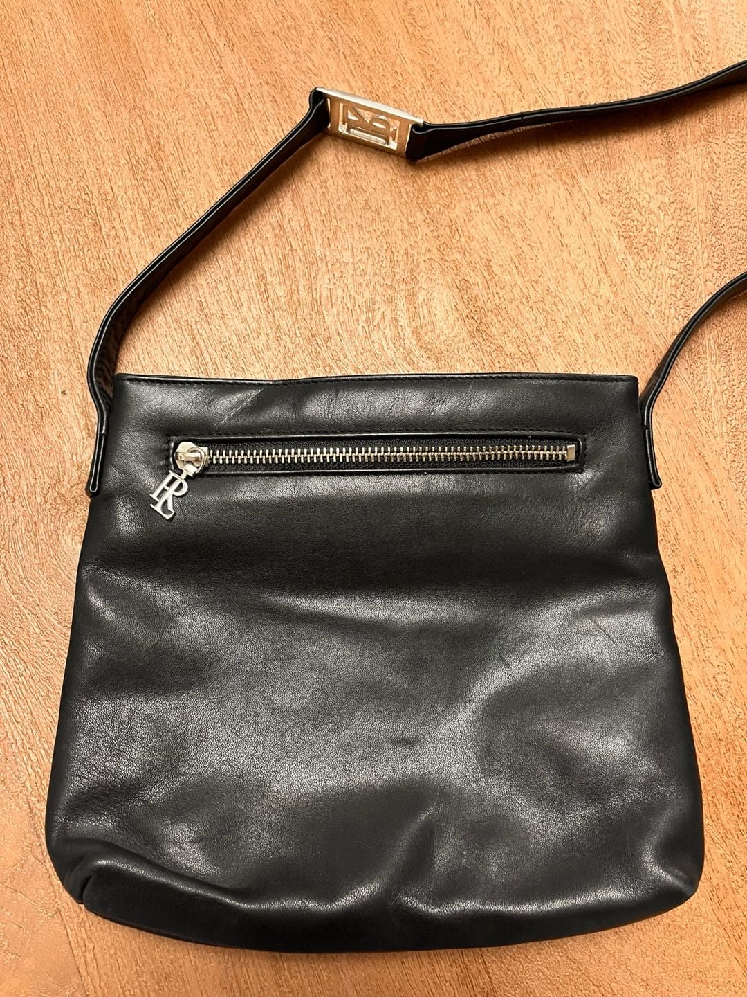 Ralph Lauren Leather Crossbody Bag Black Silver Hardware 2