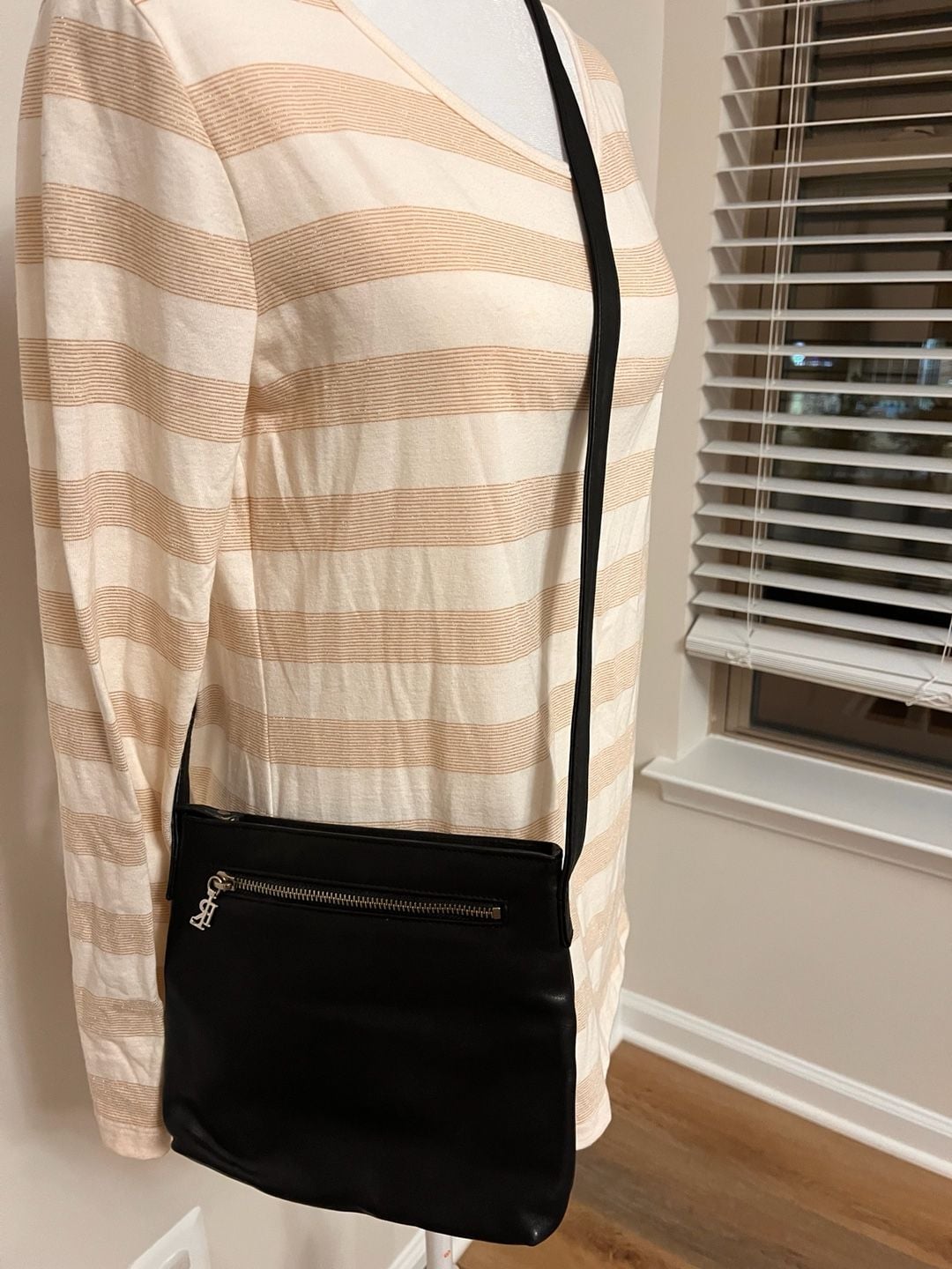 Ralph Lauren Leather Crossbody Bag Black Silver Hardware 3