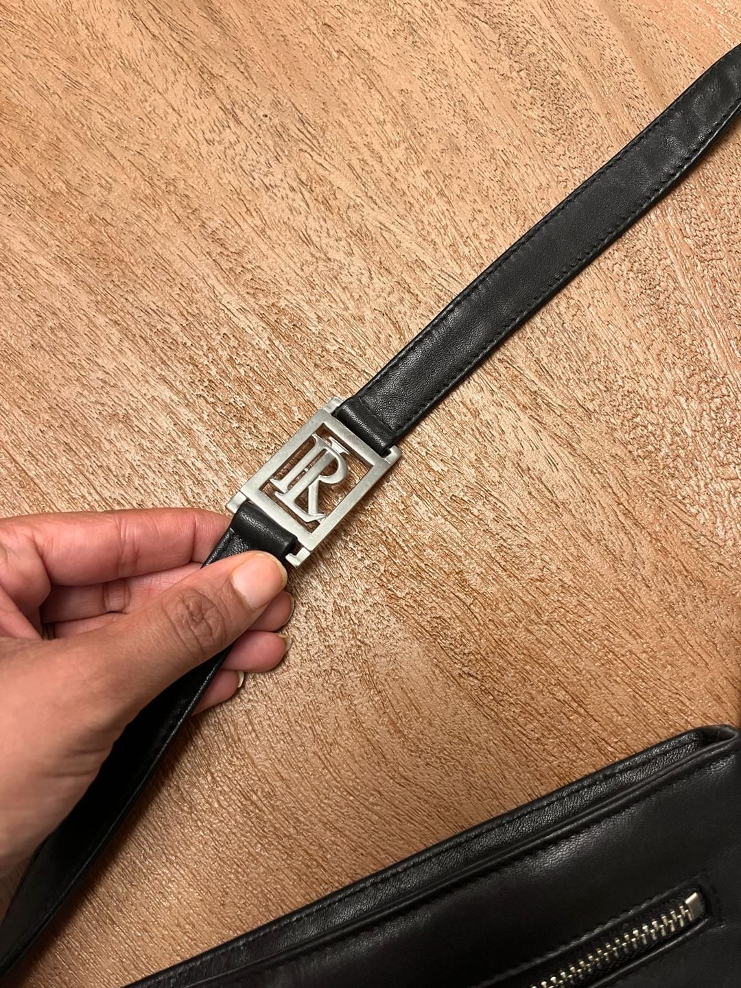 Ralph Lauren Leather Crossbody Bag Black Silver Hardware 6