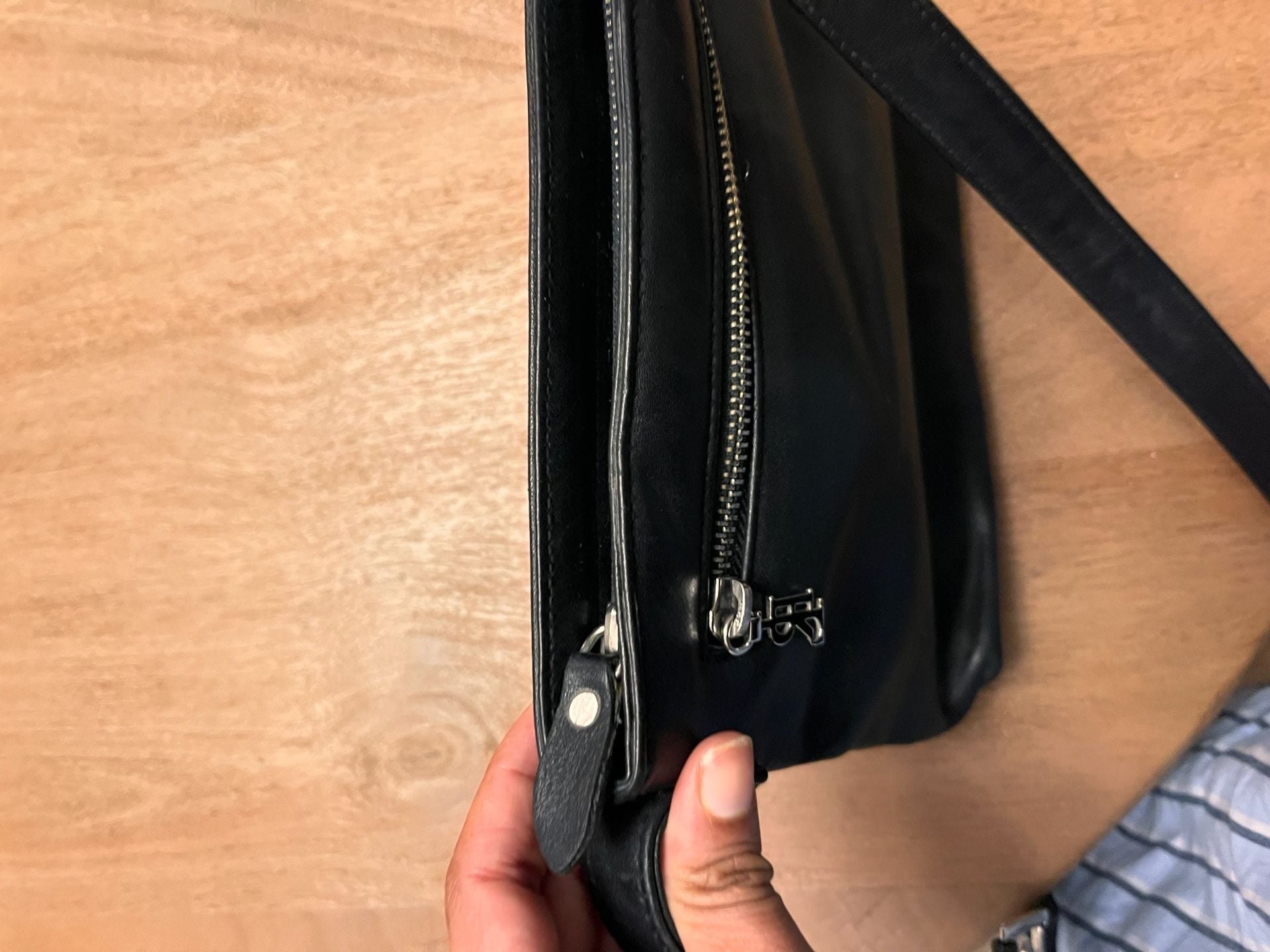 Ralph Lauren Leather Crossbody Bag Black Silver Hardware 8