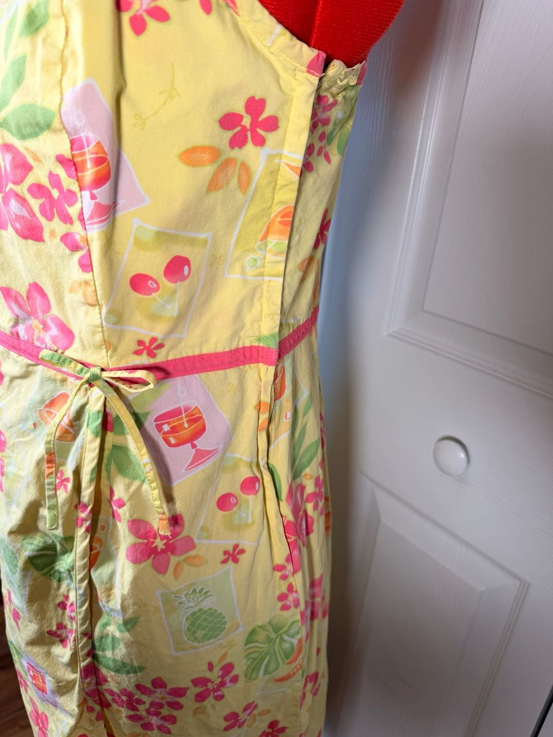 Tahiti Reef Club Sundress Size M Yellow Tropical Floral Fruit Print 7