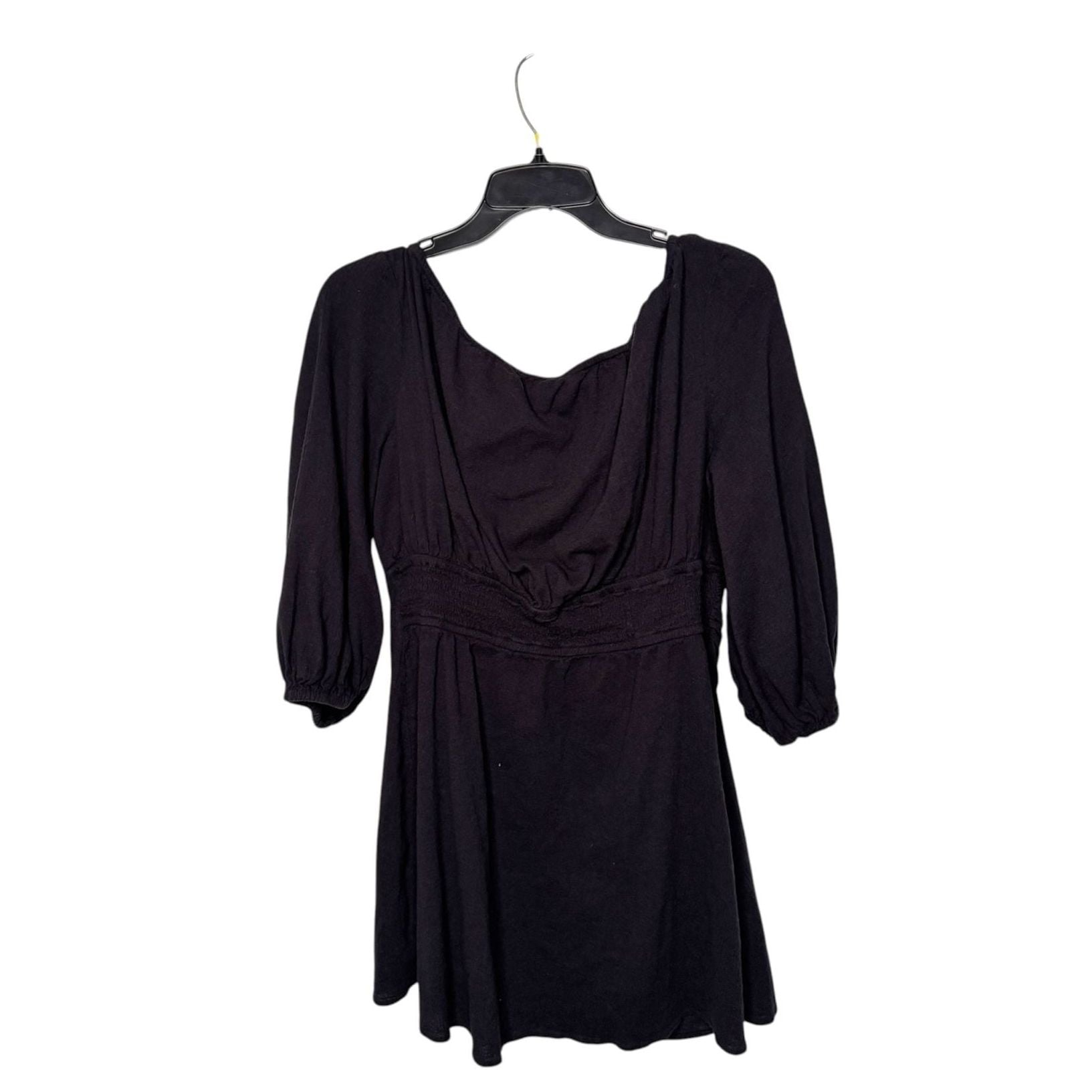 Free People Port Sunlight Mini Dress Black Smocked Size L 4