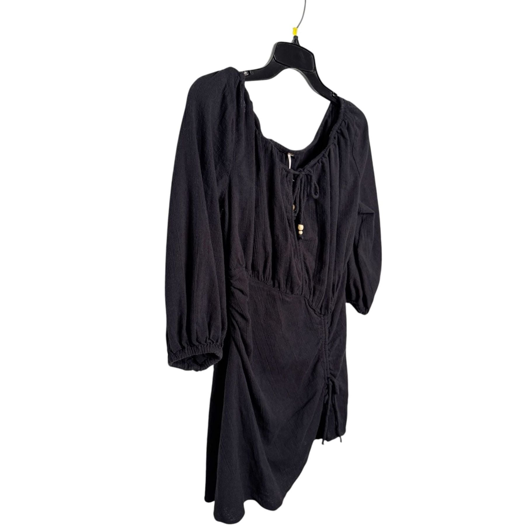 Free People Port Sunlight Mini Dress Black Smocked Size L 5