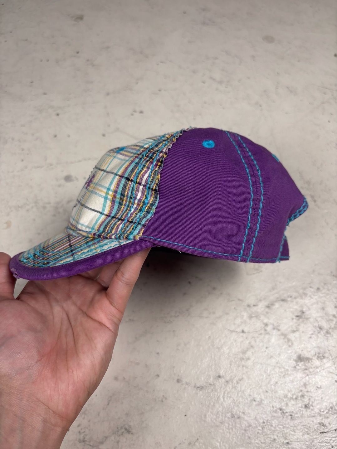 Disney Parks Mickey Mouse Baseball Cap OSFA Purple Plaid Rhinestones 3