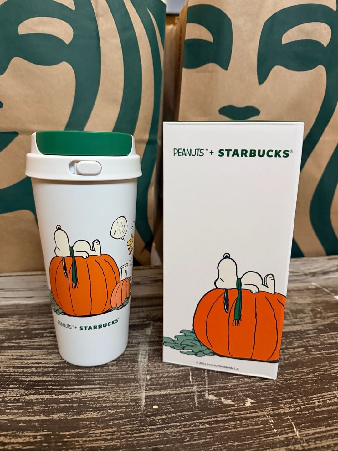 Starbucks Peanuts Snoopy Great Pumpkin Stainless Steel Tumbler 16 oz New 1